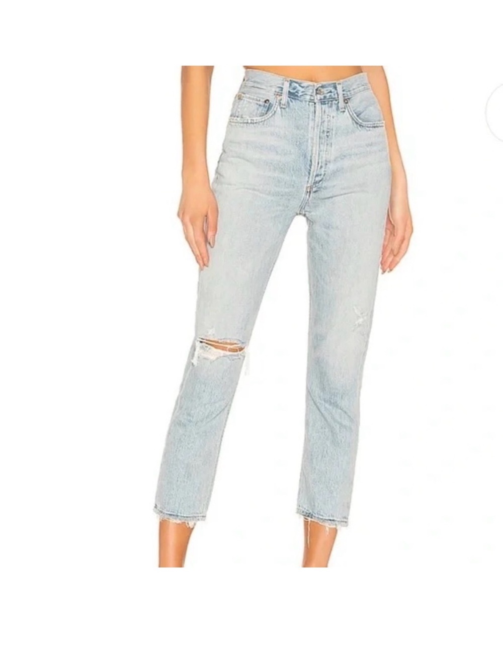 Agolde Riley High Rise Straight Crop Jeans in Shatter Wash